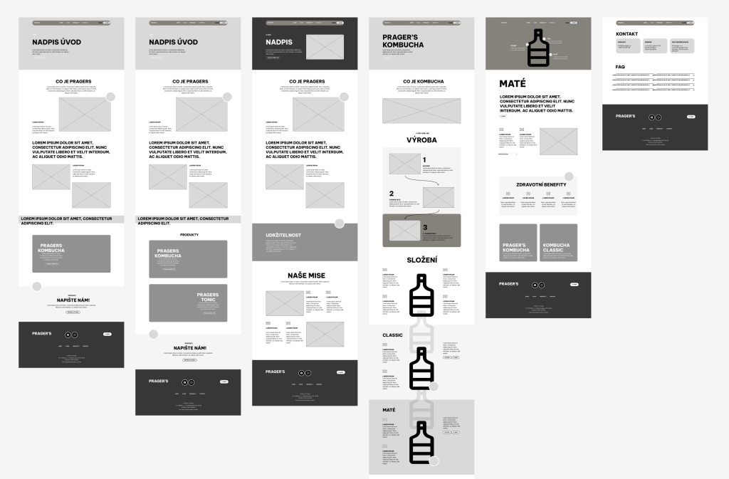 The Prager website desktop wireframes