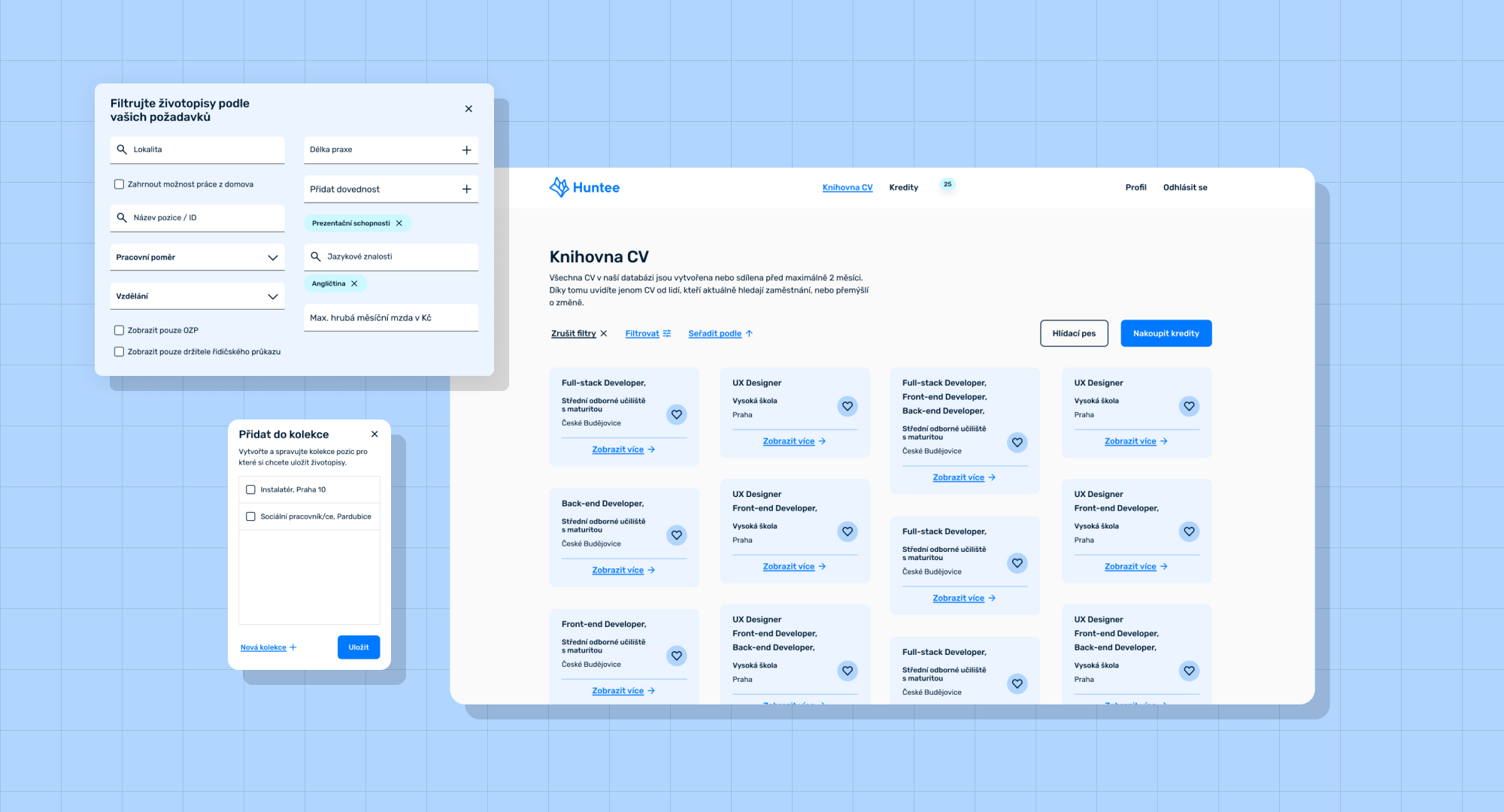 A CV library screen with detailed filters where HRs can find the desired professional.